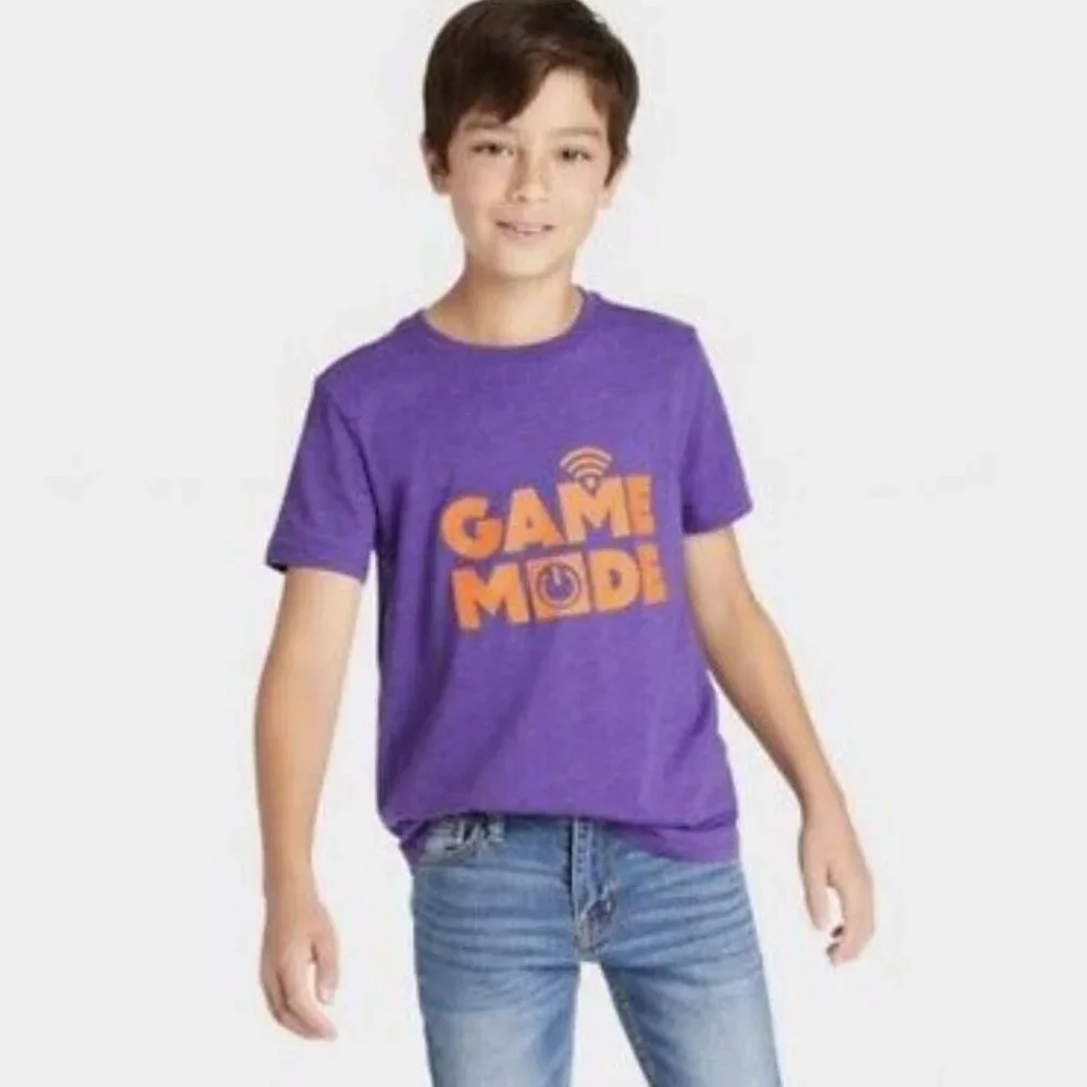 Cat & Jack™ - Boys' Short Sleeve 'Game mode' Graphic T-Shirt -Purple S